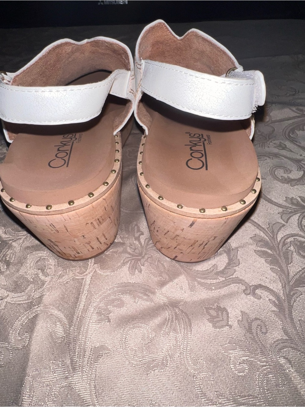 Corkys White Cork Wedge Platform Sandals